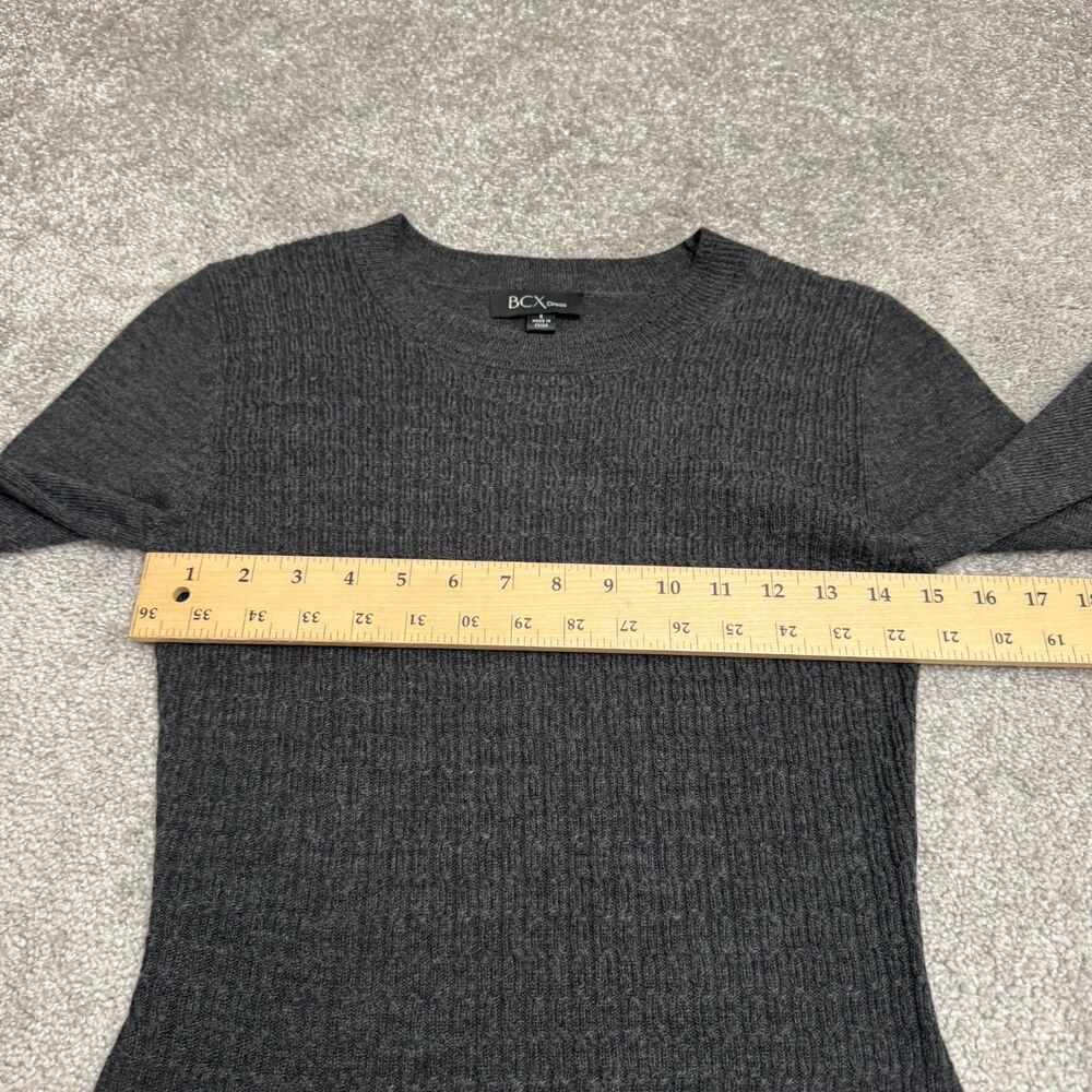 BCX Downtime A-Line Sweater Dress Womens Small smoke Gray Crew Neck Acrylic NWT - Picture 10 of 15